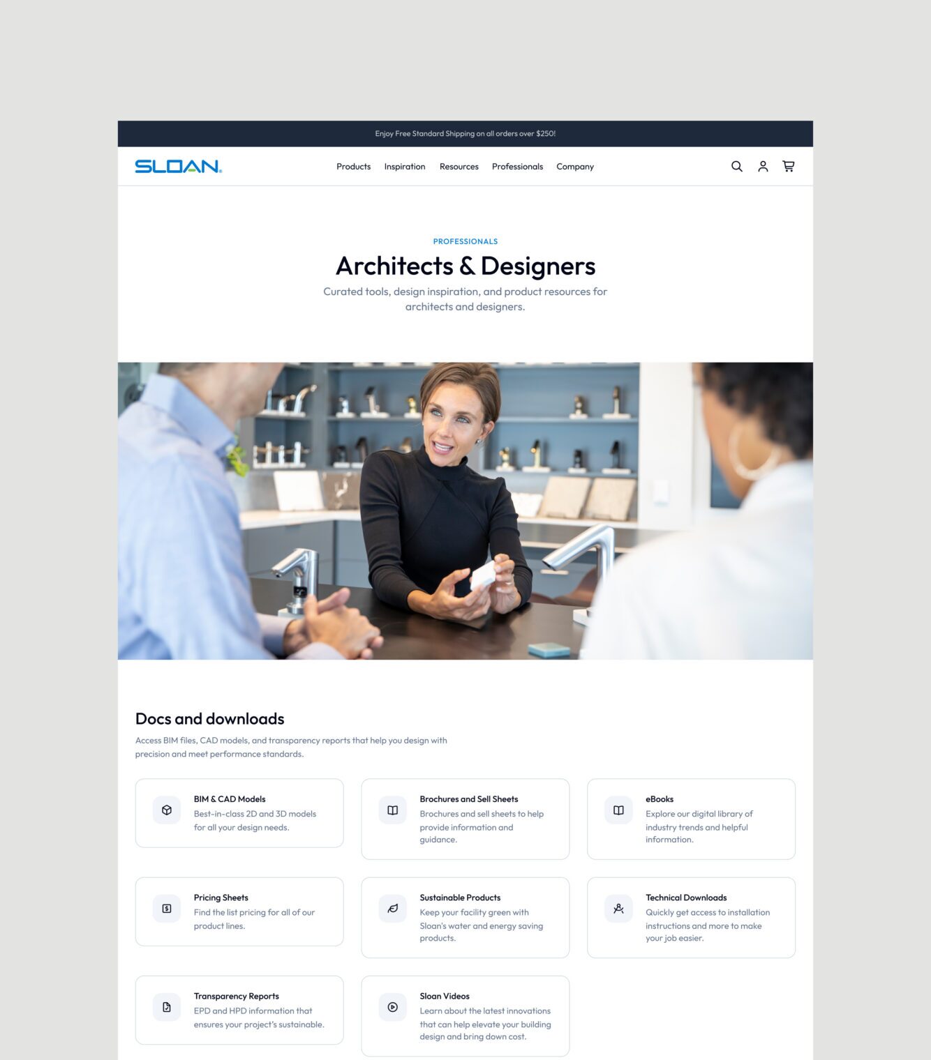 Digital resource hub for architects and designers featuring documentation and downloads.