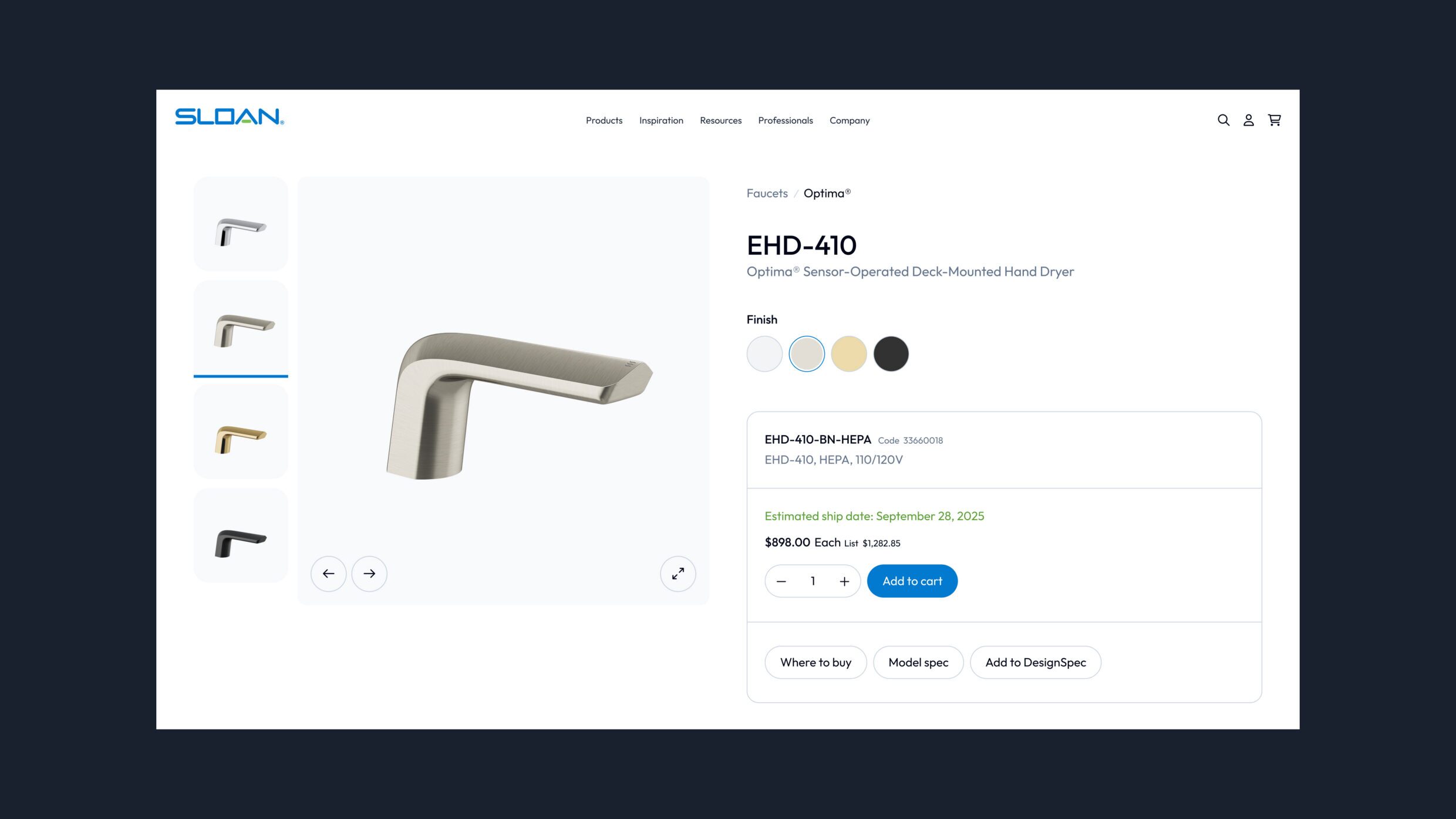Digital interface for Sloan.com redesign by WHQ, featuring modular design systems and commerce platforms.