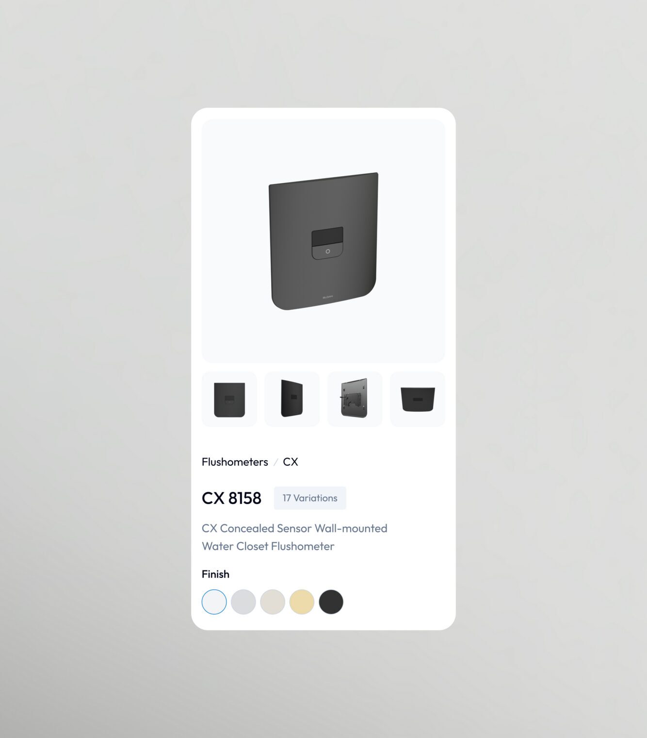 Mobile product view with interactive color swatches.